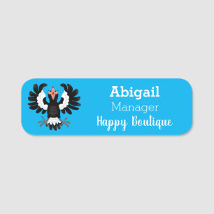 Funny Australian magpie cartoon illustration Name Tag