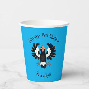 Funny Australian magpie cartoon illustration  Paper Cups