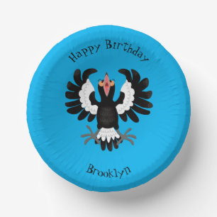 Funny Australian magpie cartoon illustration Paper Plate