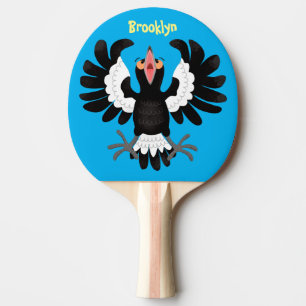 Funny Australian magpie cartoon illustration Ping Pong Paddle