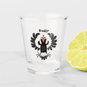 Funny Australian magpie cartoon illustration Shot Glass
