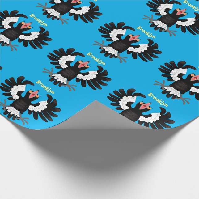 Funny Australian magpie cartoon illustration Wrapping Paper (Corner)
