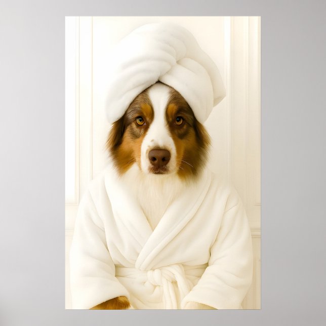 Funny Australian Shepherd Bathroom Print (Front)