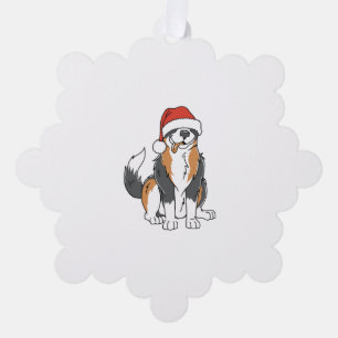 Funny Australian Shepherd Christmas Dog in Santa H Tree Decoration Card
