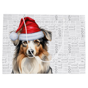 Funny Australian Shepherd Christmas Large Gift Bag