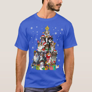 Funny Australian Shepherd Dog Christmas Tree Xmas T-Shirt