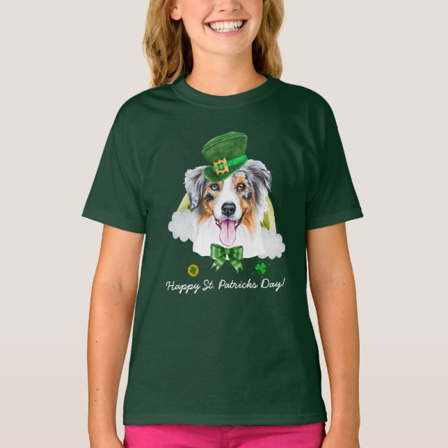Funny Australian Shepherd Gold St. Patricks Day T-Shirt (Front)