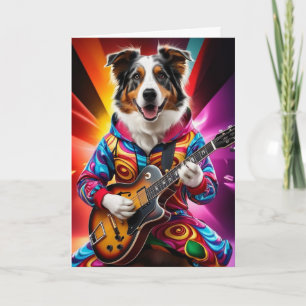 Funny Australian Shepherd Rock Star Card