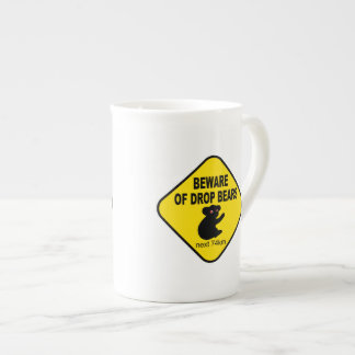 Funny Australian Sign. Beware of Drop Bears. Bone China Mug