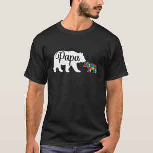 Funny Autism Awarenes Papa Bear Family Autistic T-Shirt