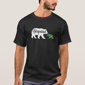 Funny Autism Awarenes Stepdad Bear Family Autistic T-Shirt