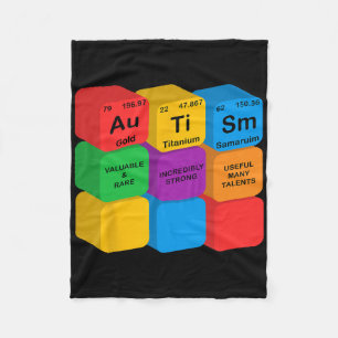 Funny Autism Awareness Elements Periodic Table Che Fleece Blanket