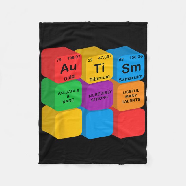 Funny Autism Awareness Elements Periodic Table Che Fleece Blanket (Front)