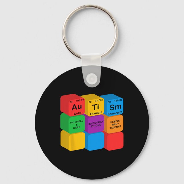 Funny Autism Awareness Elements Periodic Table Che Key Ring (Front)