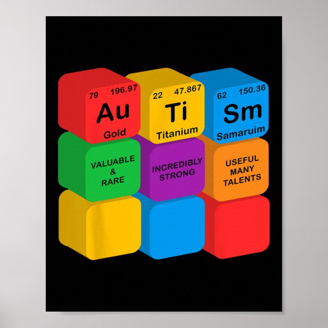 Funny Autism Awareness Elements Periodic Table Che Poster (Front)