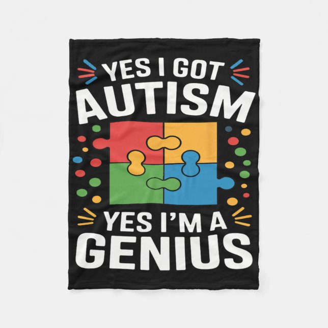 Funny Autism Awareness Kids Autistic Puzzle Autism Fleece Blanket (Front)
