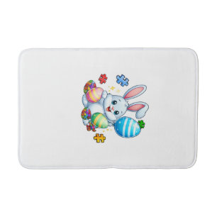 Funny Autism Awareness Puzzle Easter Bunny Eggs Ki Bath Mat