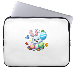 Funny Autism Awareness Puzzle Easter Bunny Eggs Ki Laptop Sleeve