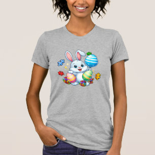 Funny Autism Awareness Puzzle Easter Bunny Eggs Ki T-Shirt