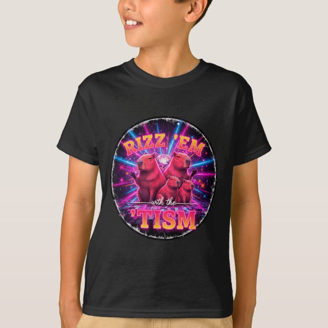 Funny Autism Rizz Em With The Tism Capybara Meme A T-Shirt (Front)