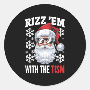 Funny Autism Rizz Em With The Tism Santa Christmas Classic Round Sticker