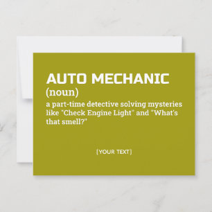 Funny Auto Mechanic Definition Gift Postcard