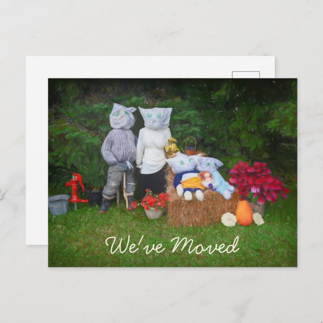 Funny Autumn Family Country Rustic Farm Moving Announcement Postcard (Front/Back)