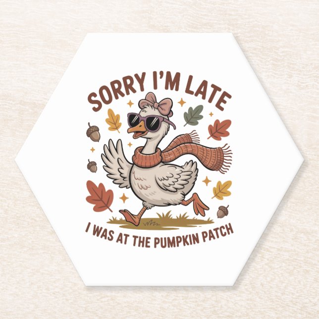 Funny Autumn Goose Paper Coaster (Front)