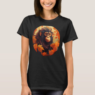 Funny Autumn Season with Leaves and Monkey for Fal T-Shirt