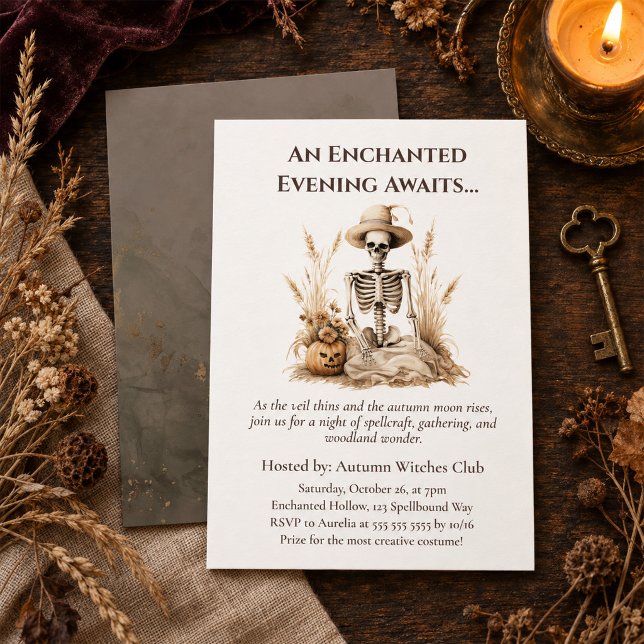 Funny Autumn Skeleton – Witchy Fall Gathering Invitation (Funny Autumn Skeleton – Witchy Fall Gathering Invitation)