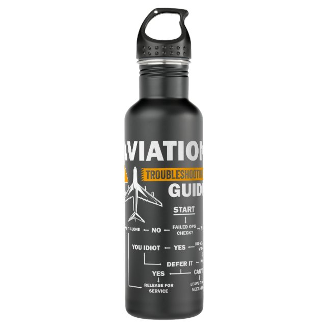 Funny Aviation Troubleshooting Guide Gift for Airp 710 Ml Water Bottle (Front)
