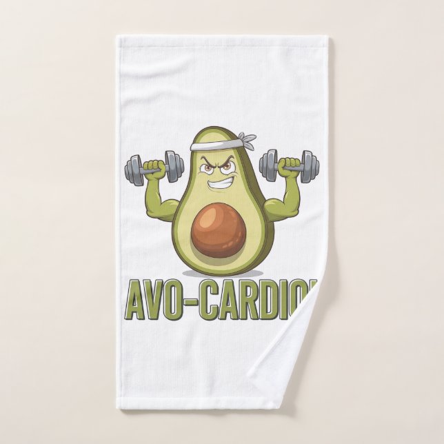 Funny Avo-Cardio Avocado Fitness Design Hand Towel (Hand Towel)