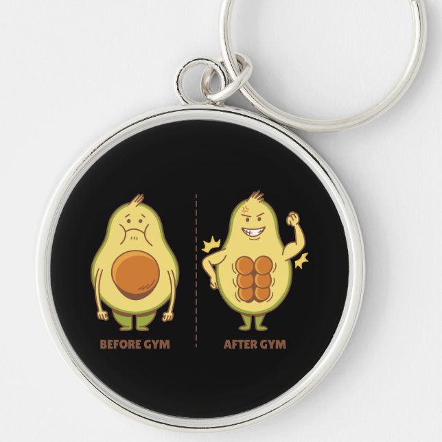 Funny Avocado, Cute Fruit Meme Key Ring (Front)