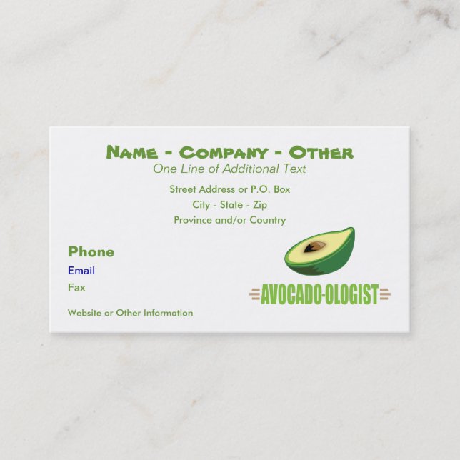 Funny Avocado Lover Business Card (Front)
