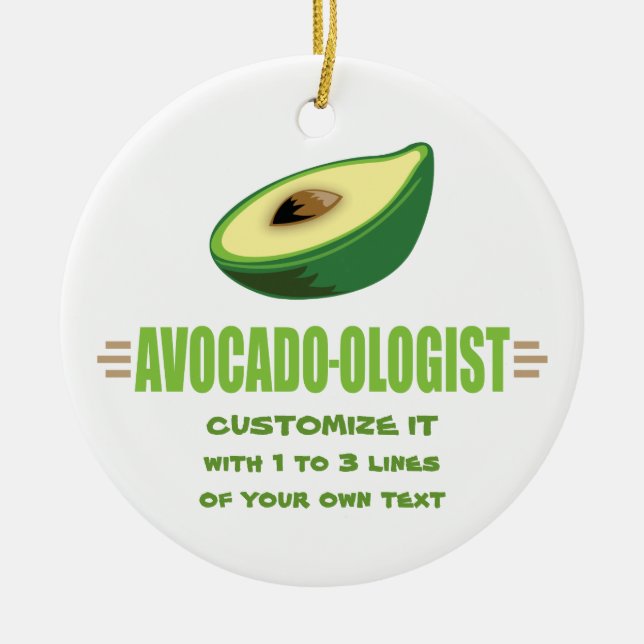 Funny Avocado Lover Ceramic Tree Decoration (Front)