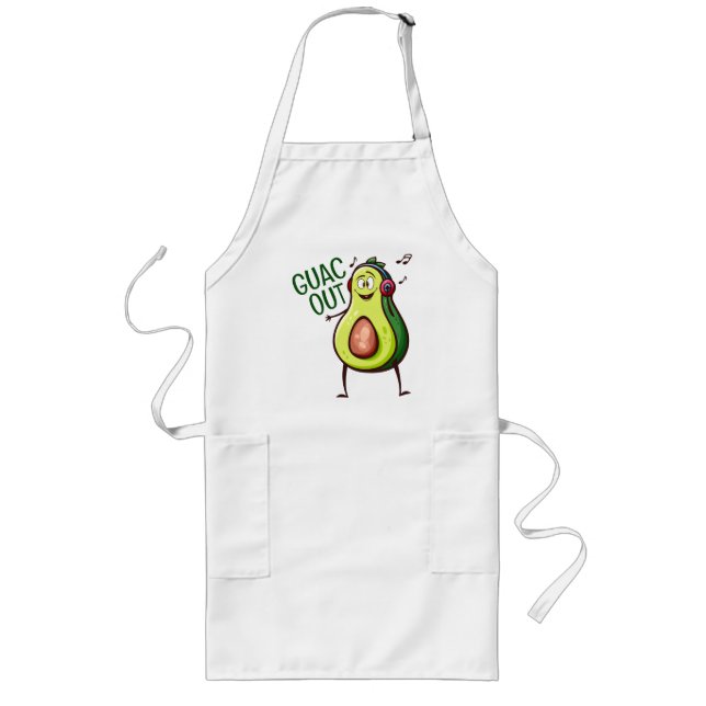 Funny Avocado Music Headphones Long Apron (Front)