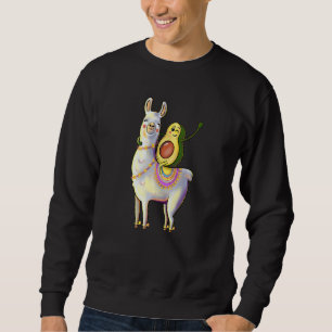 Funny Avocado Riding on a Llama Alpaca Animal Sweatshirt
