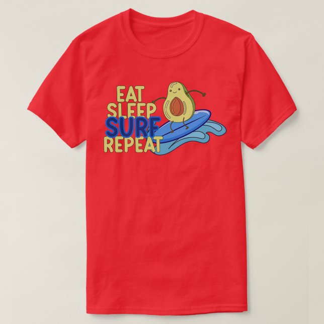 funny Avocado surfing 14 1 T-Shirt (Design Front)