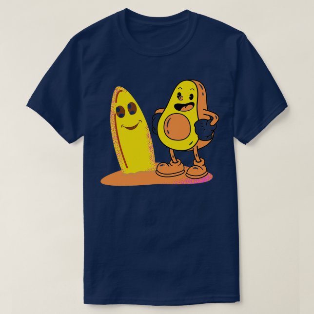 Funny Avocado Surfing 24 T-Shirt (Design Front)
