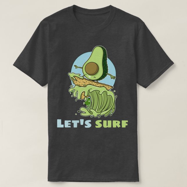 Funny Avocado Surfing 4 1 T-Shirt (Design Front)