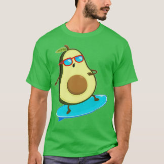 Funny Avocado Surfing and stickers T-Shirt