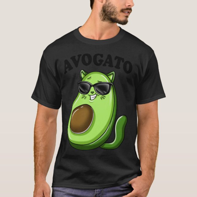 Funny Avogato Cool Glasses Teens Avocado Cat Women T-Shirt (Front)