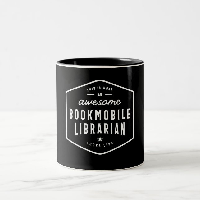 Funny Awesome Bookmobile Librarian Job Occupation Two-Tone Coffee Mug (Center)