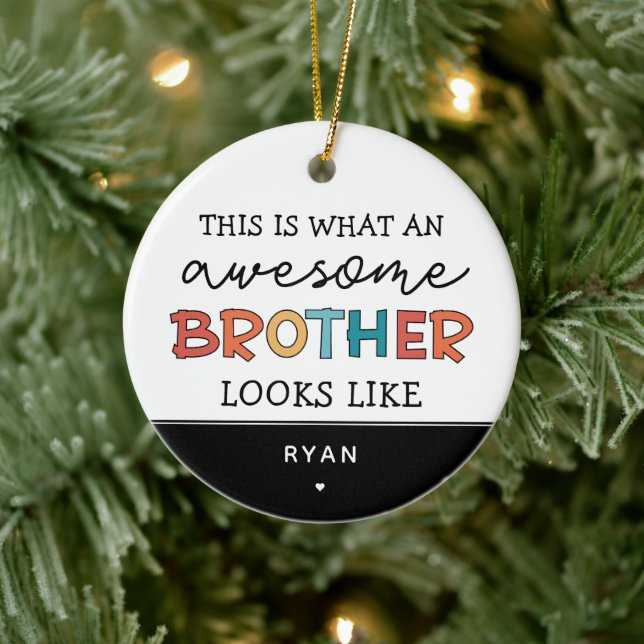 Funny Awesome Brother | Personalised Brother Gift Ceramic Tree Decoration (Tree)