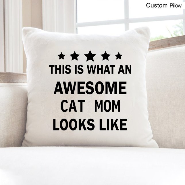 Funny Awesome Cat Mum / Cat Lover Trendy Cushion (Funny Awesome Cat Mom / Cat Lover Trendy Throw Pillow)