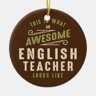 Funny Awesome English Teacher Job Occupation  Ceramic Tree Decoration