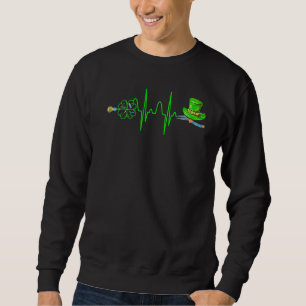 Funny Awesome Heartbeat Shamrock Irish I Love Elec Sweatshirt