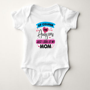 Funny awesome Mum word art Baby Bodysuit