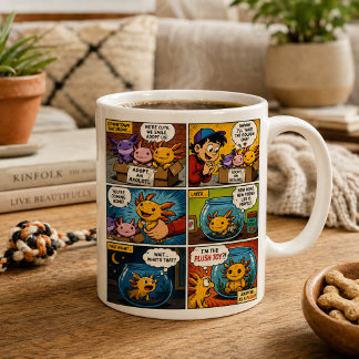 Funny Axolotl Adopted As Plush Toy Comic Coffee Mug