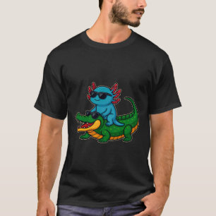 Funny Axolotl and Crocodile Cute Cool Animal Ride  T-Shirt